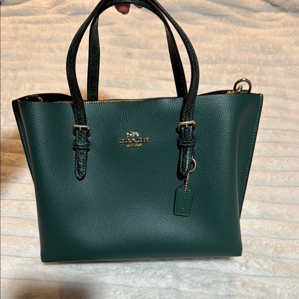 Coach Green Leather Tote Bag